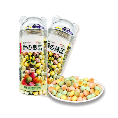 FKO small steamed bun teething biscuits 110g egg fruit and vegetable flavor colorful chewable small steamed bun snacks with toys
