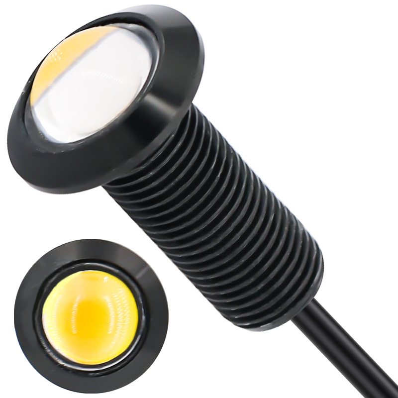 Amazon suministro coche modificación águila ojo luz impermeable COB coche pequeña luz 18mm de alta potencia anti-colisión coche fuera de la luz