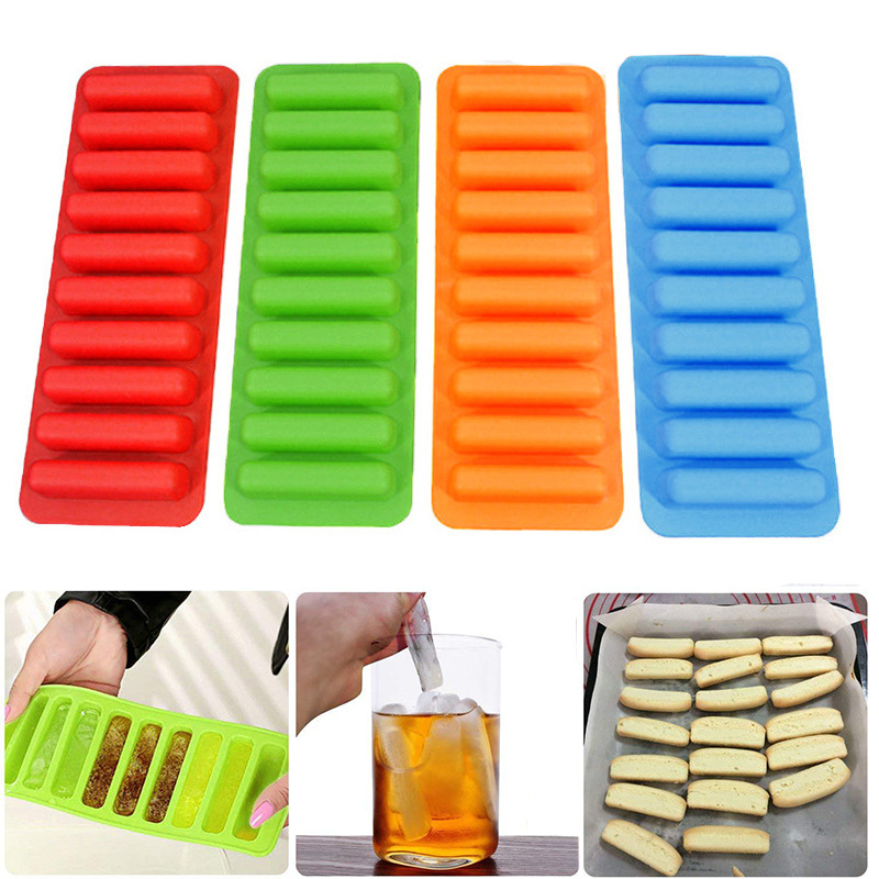10 long strip silicone ice cube molds