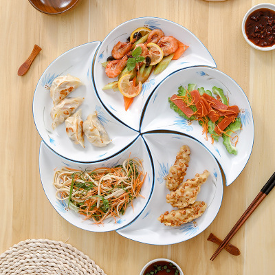 网红陶瓷小拼盘创意餐具碗碟组合家用菜盘团年饭圆桌月亮盘子套装