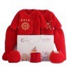 Otoño e Invierno nuevo rojo festivo de tres capas cálido engrosado acolchado recién nacido caja de regalo de siete piezas suministros de ropa al por mayor