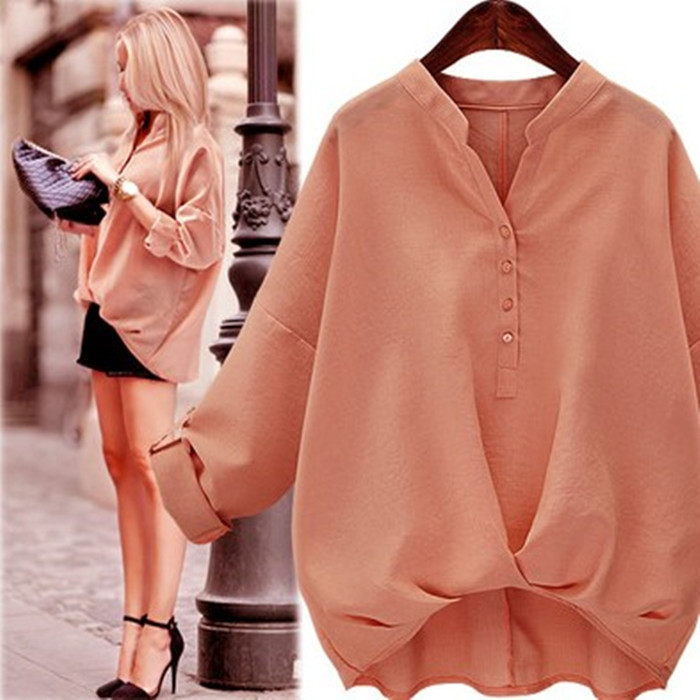 2026 Amazon Spring/Summer New European and American Style Plus Size Solid Color Cotton Linen Shirt for Women V-Neck Loose Long Sleeve Shirt Top