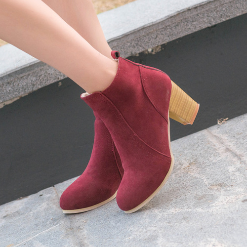 Autumn and Winter British-style Chunky-Heel Short Boots for Women, High-Heeled European and American-Style Martin Boots, Trendy Women's Single Boots