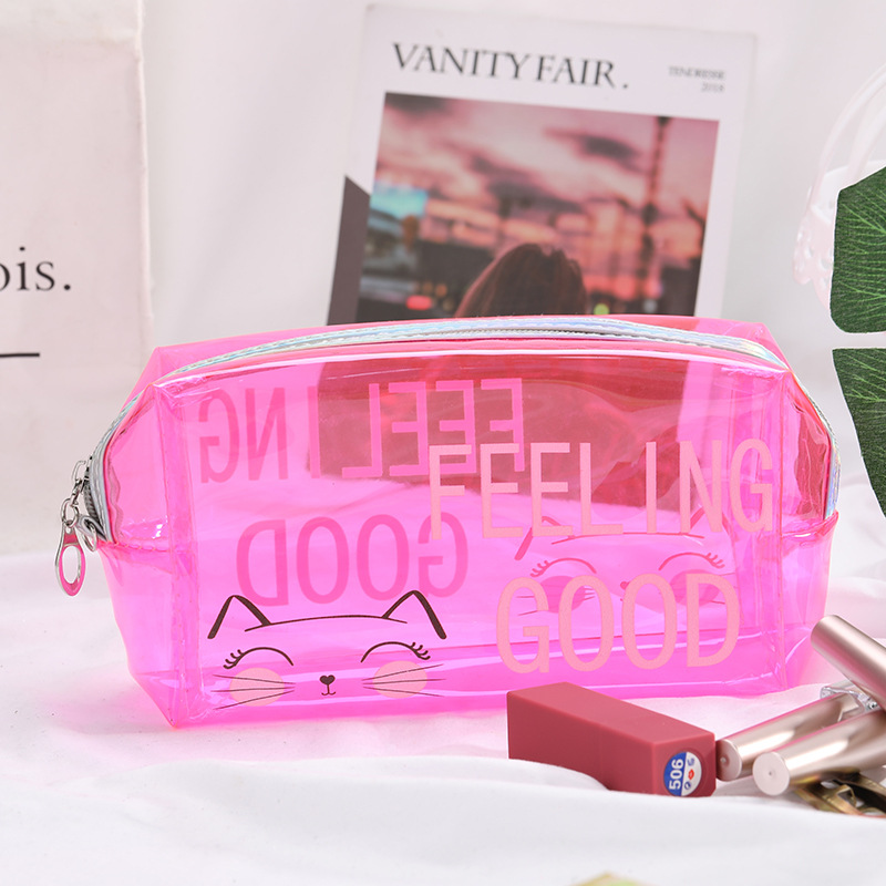 2023 nuevas letras inglesas transparentes PVC bolsa de cosméticos bolsa de viaje impermeable bolsa de lavado bolso de gran capacidad en stock