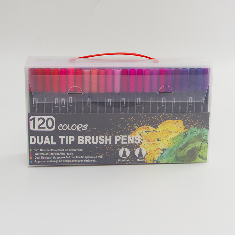 Amazon 48 120 132 color negro varilla doble cabeza marcador traje suave-cabeza gancho pluma papelería suministro directo de fábrica