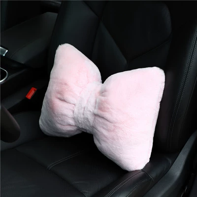 Car Plush Headrest and Lumbar Support, Waist support - pink-waist