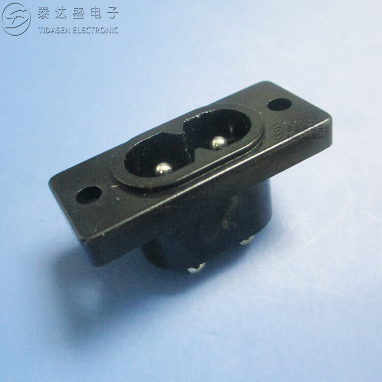 供应太阳能设备用2.5A250V带固定孔位铜脚8字电源插座AC006