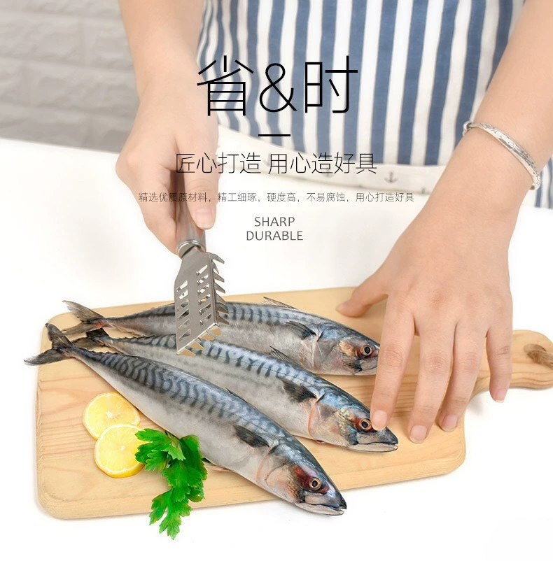Wholesale creative stainless steel fish scale planer multi-purpose fish scraper kitchen gadgets scale knife multi-purpose scale remover
