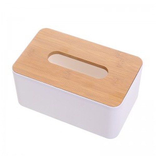 Plastic tissue box printing and customized logo tissue box gift advertising tissue storage box wooden lid napkin box