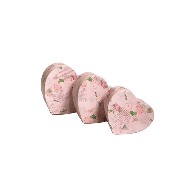 桃心时尚欧式田园碎花礼品盒三件套鲜花伴手礼物送妈妈母亲节礼盒