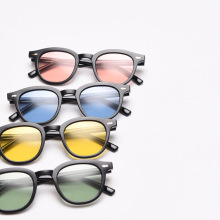 韩国黄色圆框黑色墨镜女复古个性太阳镜潮流透明海洋片太阳眼镜