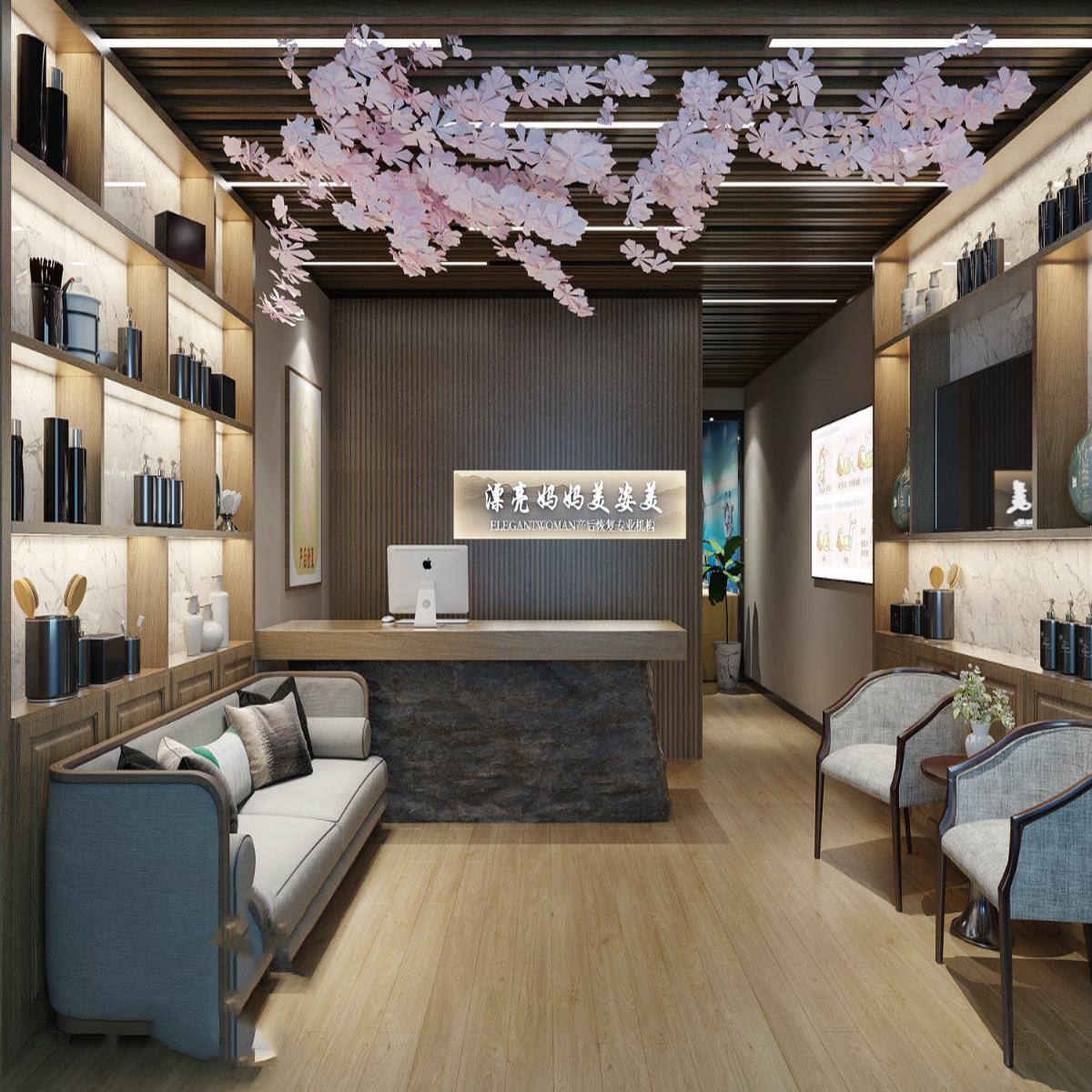 家纺店装修效果图床上用品店设计，纺织类展览设计，服装店设计