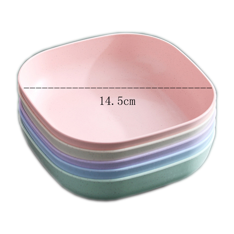 15cm cuadrado plato profundo de paja de trigo plato doméstico plato de restaurante plato de pala plato de pastel resistente a la caída plato pequeño