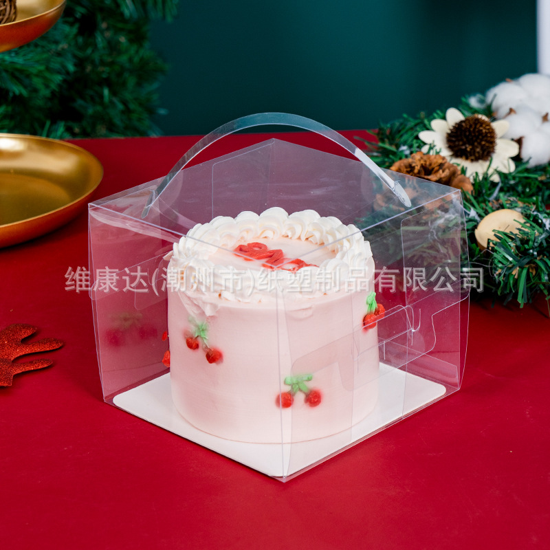 四寸4寸全透明手提蛋糕盒方形5寸爆浆慕斯小西点生日蛋糕包装盒子