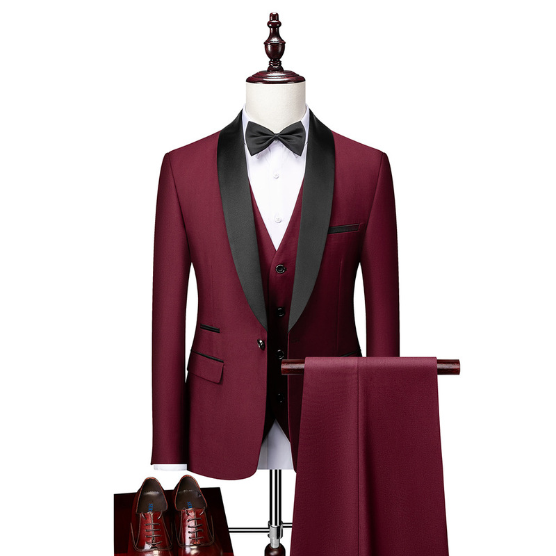 Autumn popular men's business casual suit suit men's wedding bridegroom dress Hall slim suit men 1987