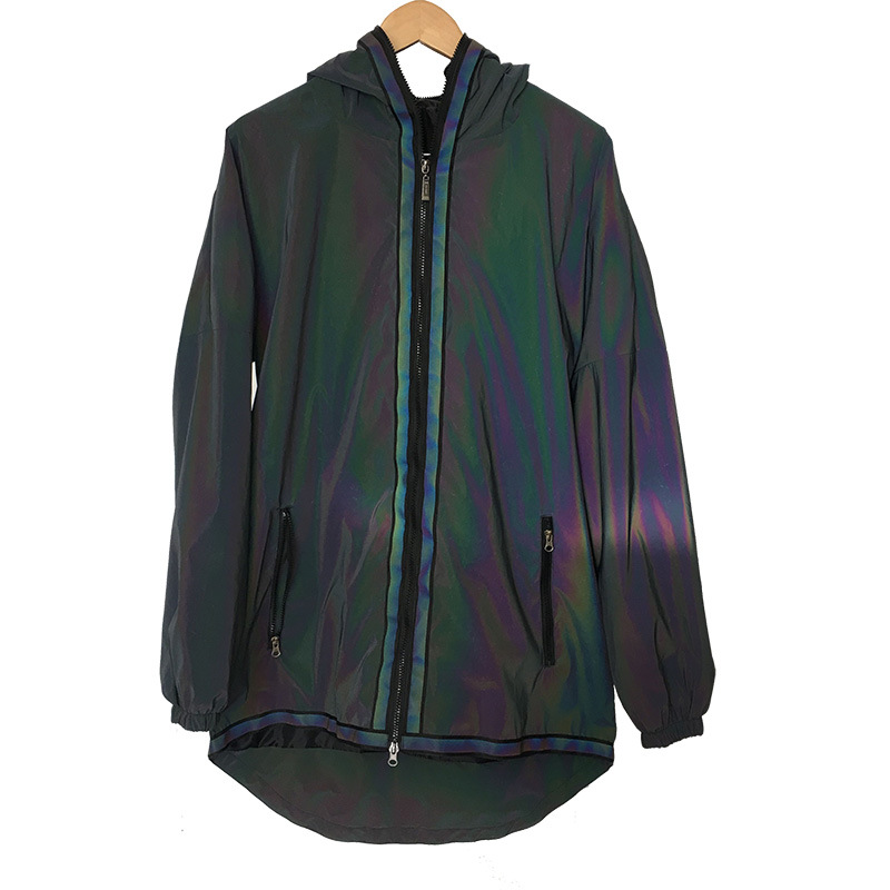 Men's Clothing colorful reflective windbreaker laser luminous mid length jacket coat_voghion.com