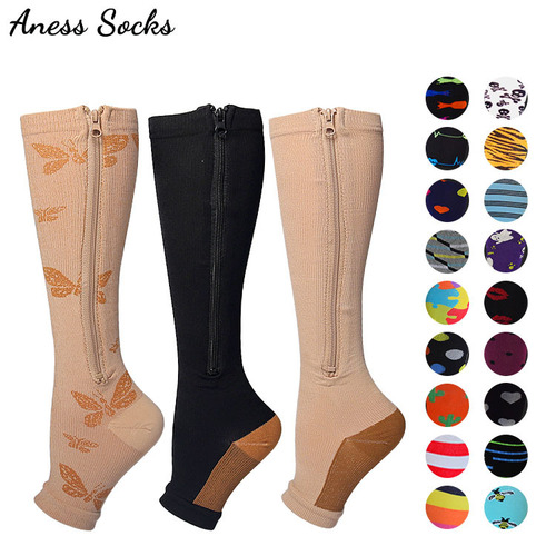 Amazon Beauty Leg Pressure Socks Women's Autumn Zipper Socks Compression Socks Sports Professional Shaping Pressure Socks Wholesale