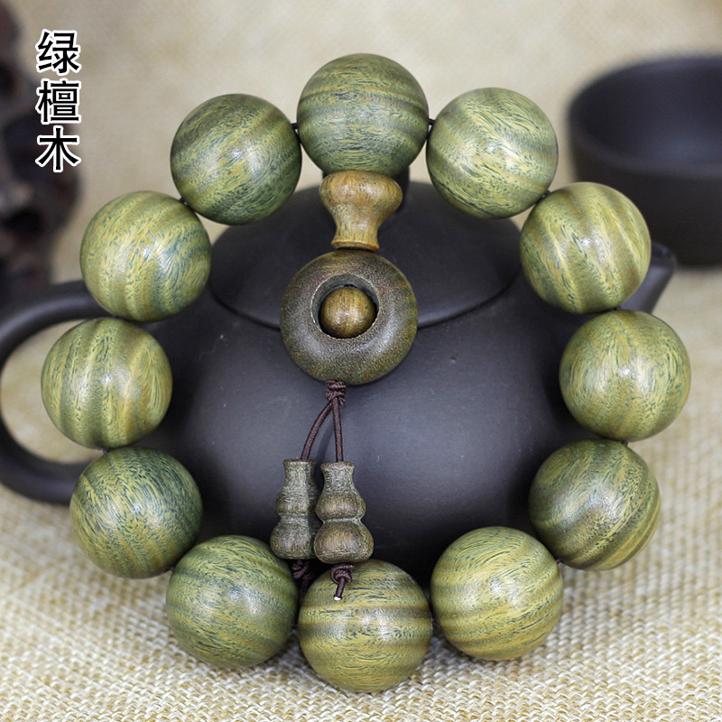 長期供應美洲綠檀佛珠手串 綠檀手串 20~06mm檀木手鍊念珠 帶清香