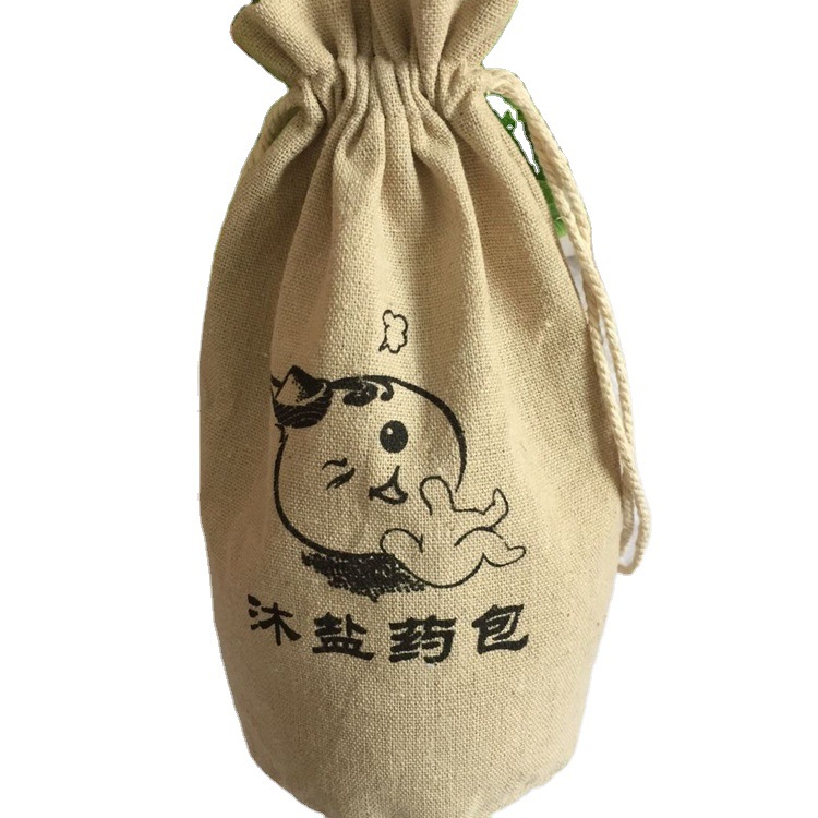 厂家批发 礼品工艺品束口麻布袋 抽绳麻布袋可印LGOO