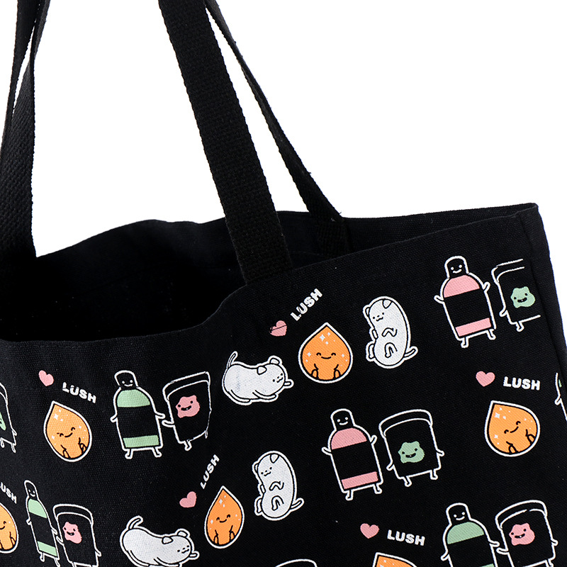 Creativo gran capacidad estudiante hombro bolso personalizado color impresión ropa compras lienzo logotipo personalizado al por mayor