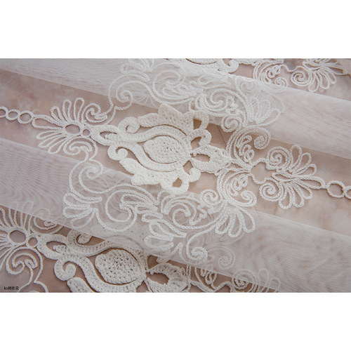 Custom-made cross-border European-style light luxury sheer curtains with embroidery, featuring white window screening and elegant lace accents—perfect for bedrooms and living rooms.