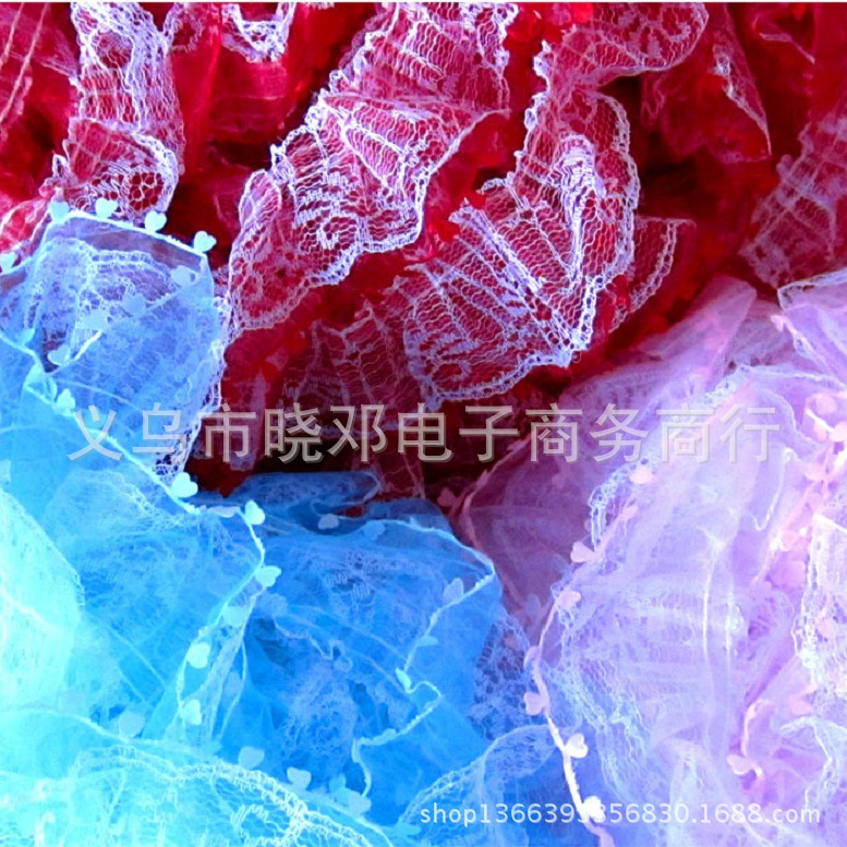5cm双层蕾丝桃心花边/DIY卡通花束装饰材料 窗帘花边 服装辅料