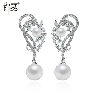 锦瑟 AAA锆石寂寞星球耳钉 韩版时尚珍珠耳饰 饰品批发 女
