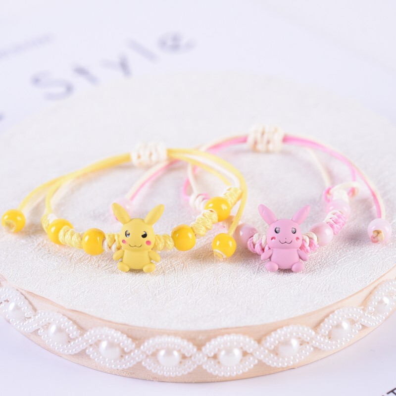 Small Fresh Cute Pikachu Bracelet Couple Cartoon Female Student Girlfriend Gift Accessories Ceramic Woven Hand Rope