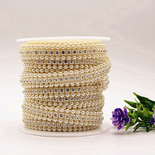 厂家现货4号半圆双排4号正方仿珍珠钻链线钻DIY珠串珠链连线珠