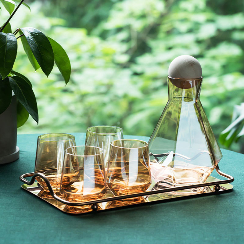 Nordic ins vidrio diamante botella de agua fría creativa botella de agua fría jugo frío blanco abierto olla de gran capacidad taza de agua fría