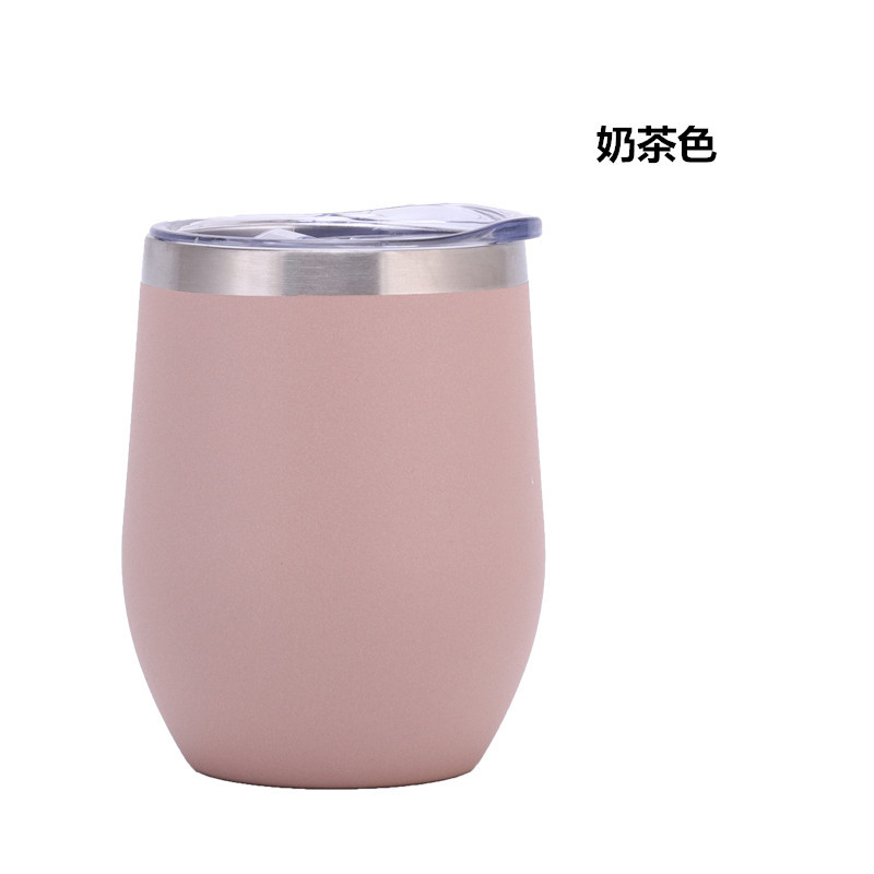 Taza de huevo transfronteriza de 12oz taza de vino tinto creativo taza de hielo en forma de U taza de cáscara de huevo rociada de acero inoxidable al vacío de doble capa personalizada