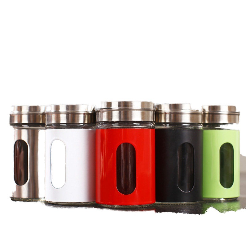 Cocina de acero inoxidable tarro de condimento botella de pimienta tamaño ajustable botella de condimento de vidrio tarro de condimento botella de condimento de acero inoxidable