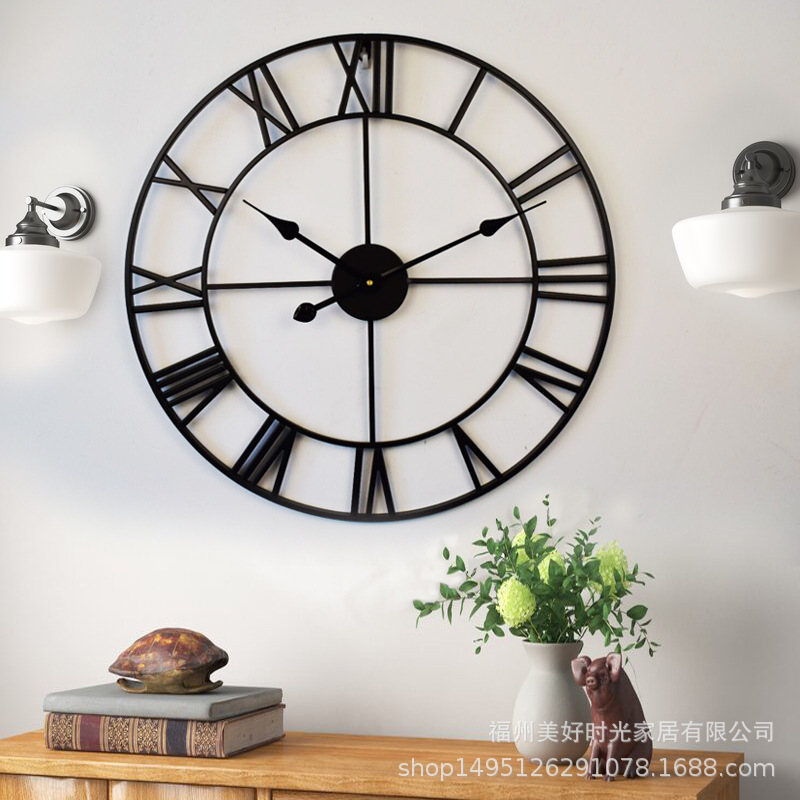 Nórdico elegante simple creativo personalizado moda salón americano moderno loft cafetería hierro Reloj de pared