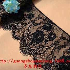 6525蕾丝花边睫毛花边黑白2色可选宽26厘米现货供应服装辅料面料