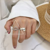 Tide, retro ring, silver 925 sample, on index finger, simple and elegant design, internet celebrity