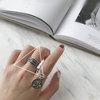 Tide, retro ring, silver 925 sample, on index finger, simple and elegant design, internet celebrity