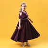 Small princess costume, dress, removable long skirt, belt, suitable for teen, open shoulders