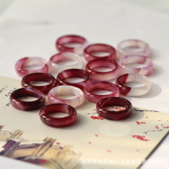 Factory Price Round Black White Red Green Blue Rose Red Agate Ring for Women Gray Purple Agate Ring Ring Fashion