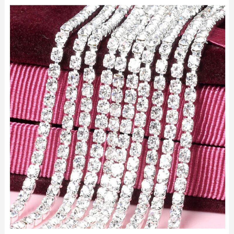 新款服装配件加密水钻爪链 手机美容水钻链 国贸AAA级钻密爪