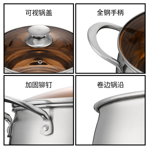 Thickened stainless steel pot, induction cooker pot, soup pot, composite steel pot, double-eared pot, pearl pot, practical gift pot