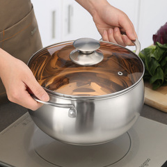 Thickened stainless steel pot, induction cooker pot, soup pot, composite steel pot, double-eared pot, pearl pot, practical gift pot