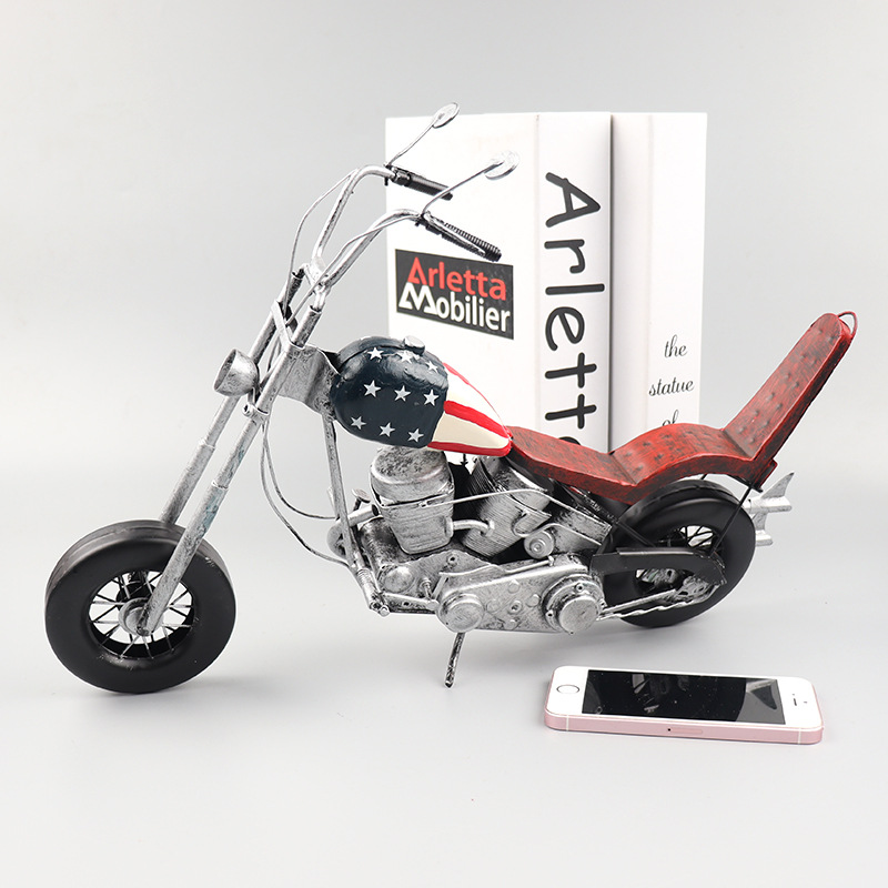父亲节礼物仿真美式哈雷轻骑者摩托车模型客厅装饰金属工艺品摆件
