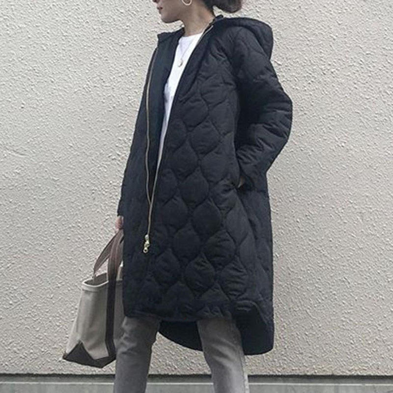 4 Colors in Stock Japanese Style 2026 Winter New Street Women's Long-Sleeve Hooded Zipper Mid-Length Warm Cotton Jacket Winter Women