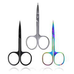 Manufacturer wholesale stainless steel beauty scissors for trimming eyebrows, eyelashes, nose hair and eyelids, iron elbow, professional eyebrow trimming scissors