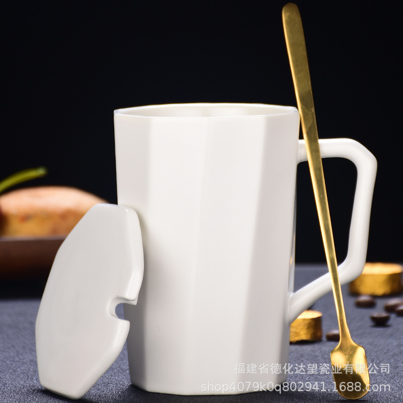 Dehua Creative Geometric Ceramic Cup Simple Multi-Shape Mug Festival Gift Advertising Custom Logo Cup