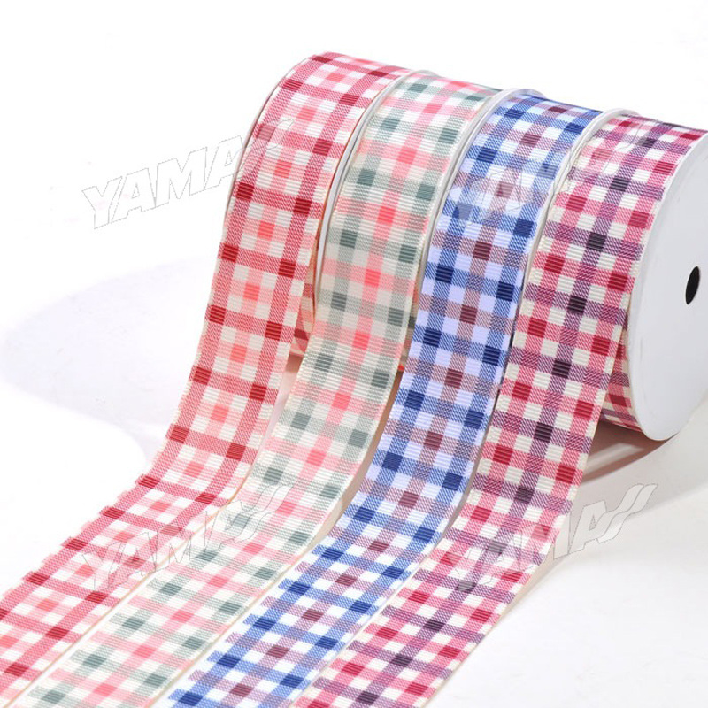 Yao Ming diy accesorios para el cabello material de impresión al por mayor hilado teñido plaid impresión costilla cinta ropa textil accesorios cinta