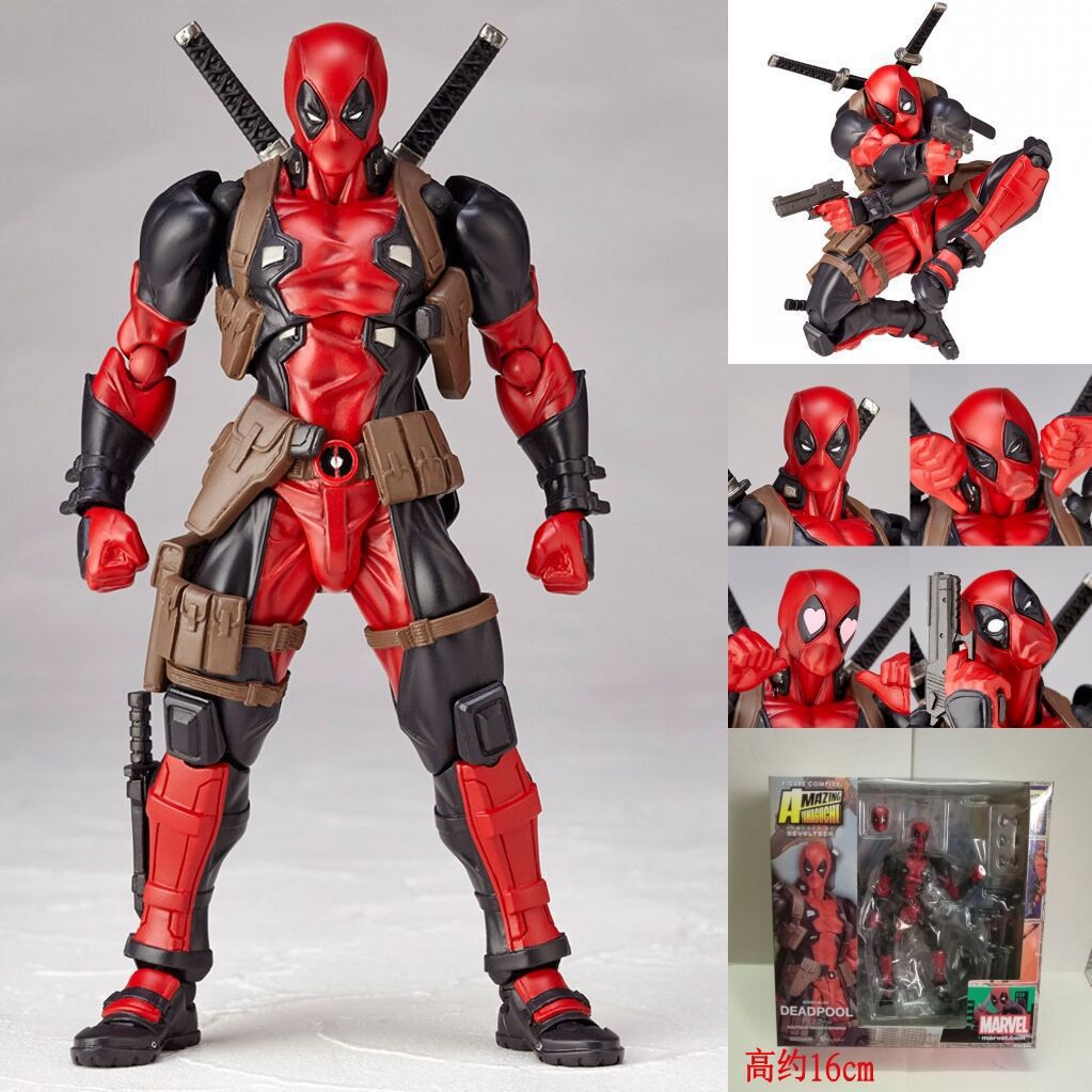 山口式死侍X战警手办模型Deadpool 关节可动换脸玩具摆件公仔