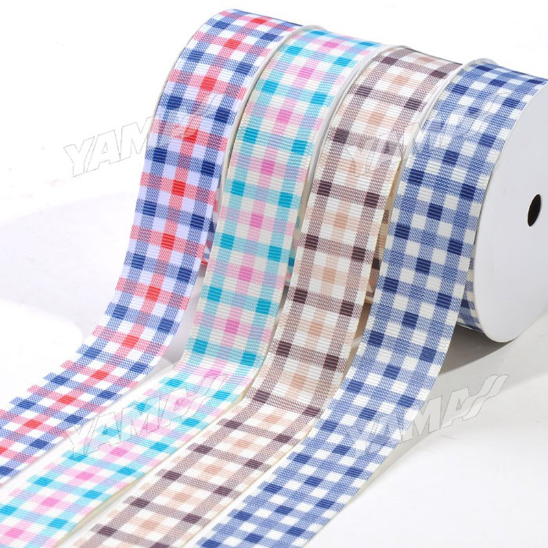 Yao Ming diy accesorios para el cabello material de impresión al por mayor hilado teñido plaid impresión costilla cinta ropa textil accesorios cinta