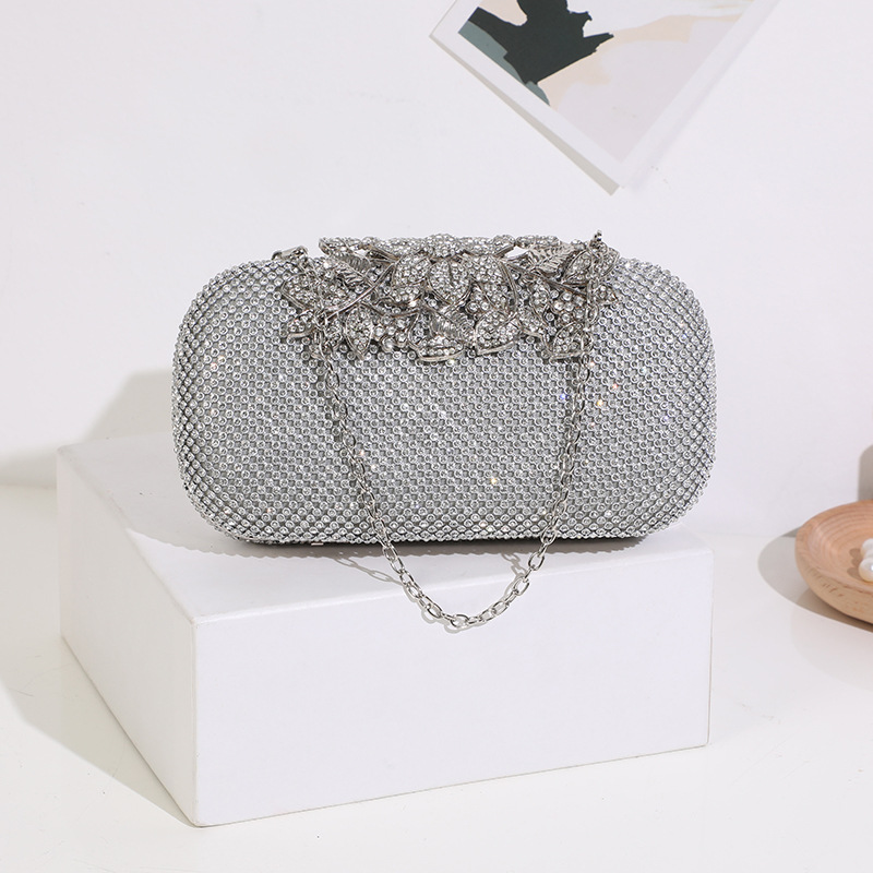 Bolso de noche europeo y americano deja flor diamante incrustado bolso de embrague diamante incrustado moda personalizada banquete discoteca bolso de las señoras bolso nupcial
