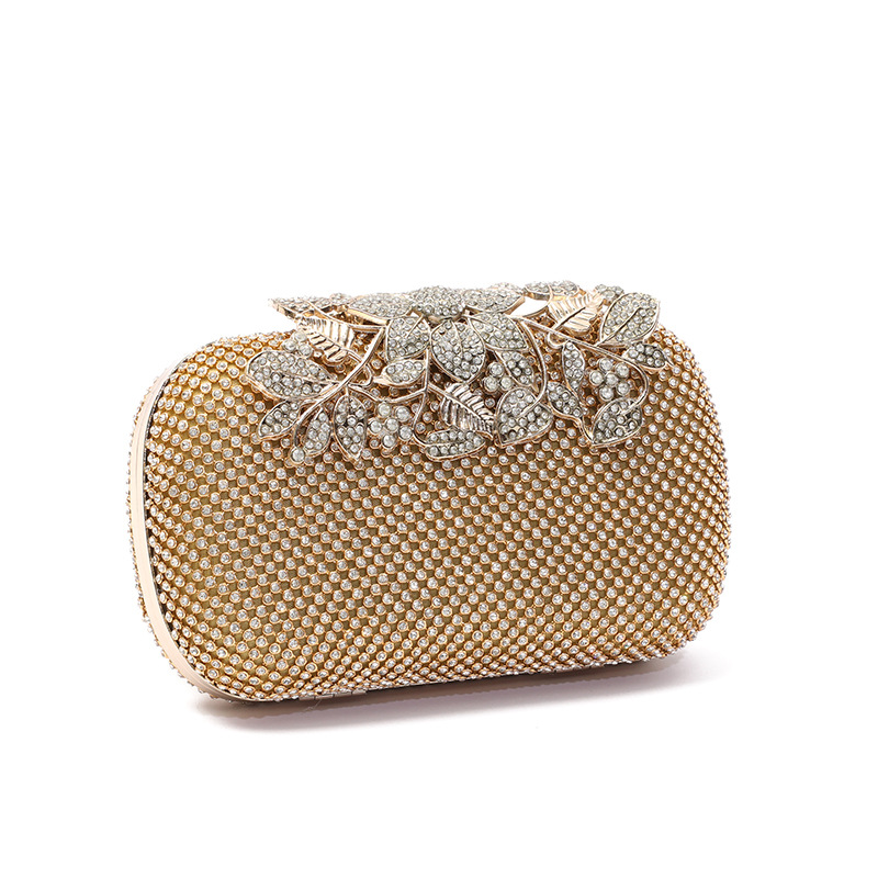 Bolso de noche europeo y americano deja flor diamante incrustado bolso de embrague diamante incrustado moda personalizada banquete discoteca bolso de las señoras bolso nupcial